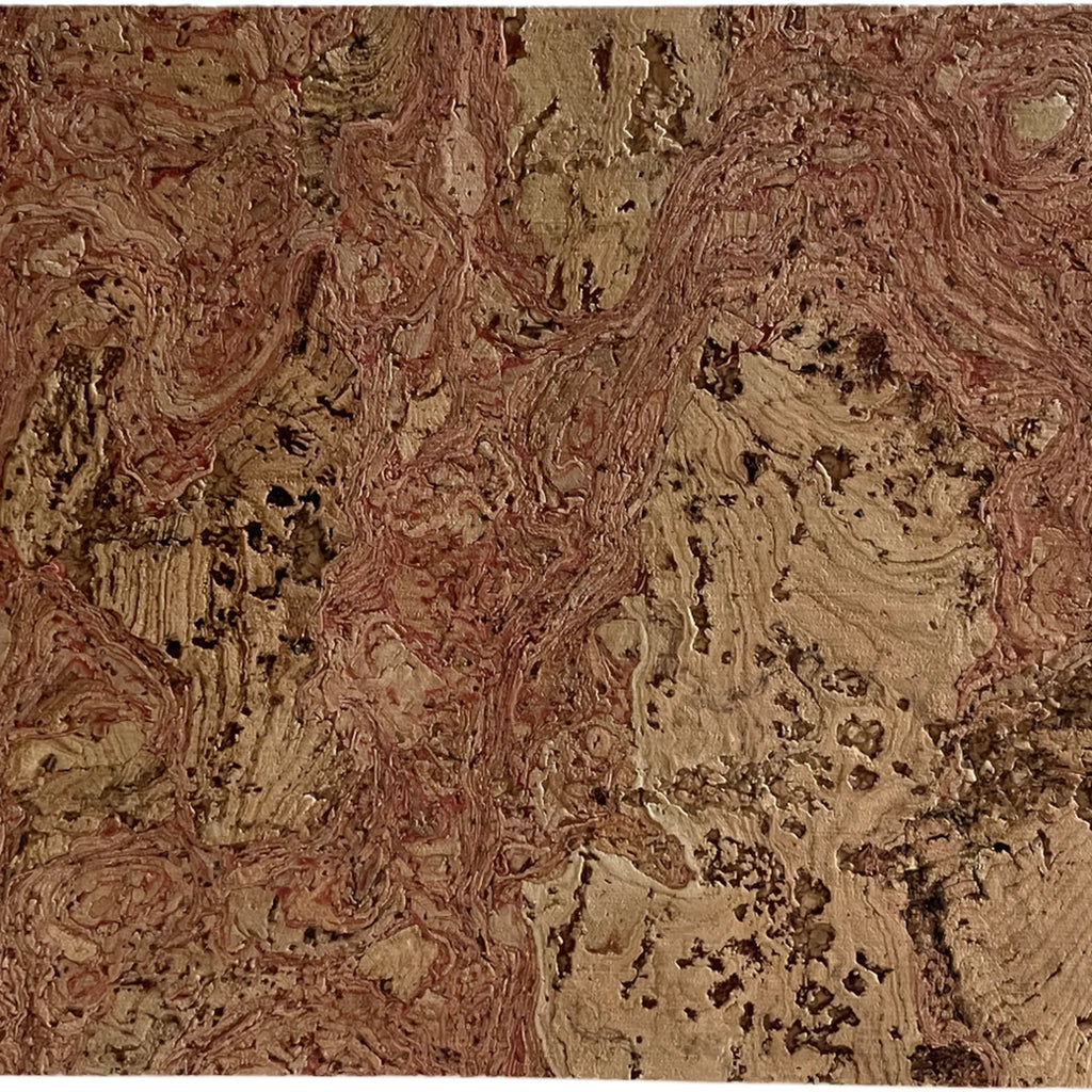Saphira Red cork wall tile close-up showing the real cork texture and warm red-brown tonal variation