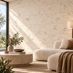 Saphira Snow cork wall tile shown in a conceptual architectural interior visualization