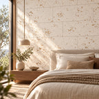 Saphira Snow cork wall tile shown in a conceptual residential bedroom visualization
