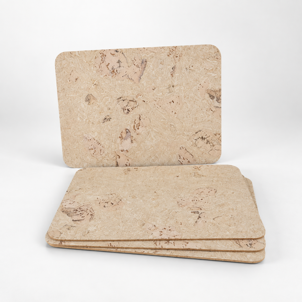 Saphire cork placemats, set of 4, 400 × 300 × 3 mm — premium studio hero