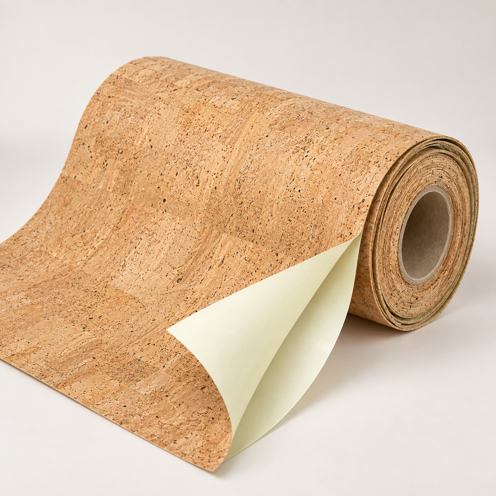 Self-Adhesive Cork Paper Roll, angled view