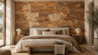 Skin Tree natural cork bark wall panels shown in a conceptual residential bedroom visualization