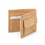 Small Natural Cork Wallet with Coin Pocket, 10.5 × 8.7 cm, angled view