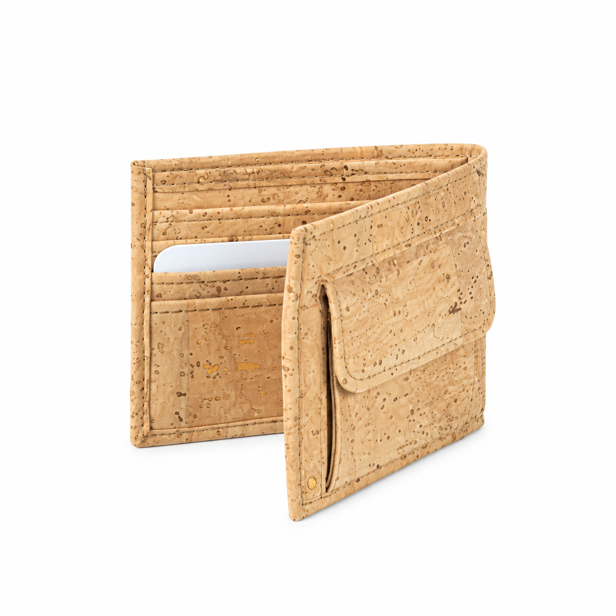 Small Natural Cork Wallet with Coin Pocket, 10.5 × 8.7 cm, hero view