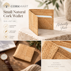 Small Natural Cork Wallet editorial collage with official CorkMart logo