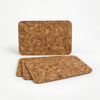 Small rectangular cork placemats, set of 4, 300 × 200 × 3 mm — premium studio hero