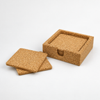 Square cork coaster and bottle holder set, 11 cm — premium studio hero