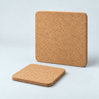 Square cork trivet, 9 mm, available in 15 × 15 cm and 20 × 20 cm — premium studio hero