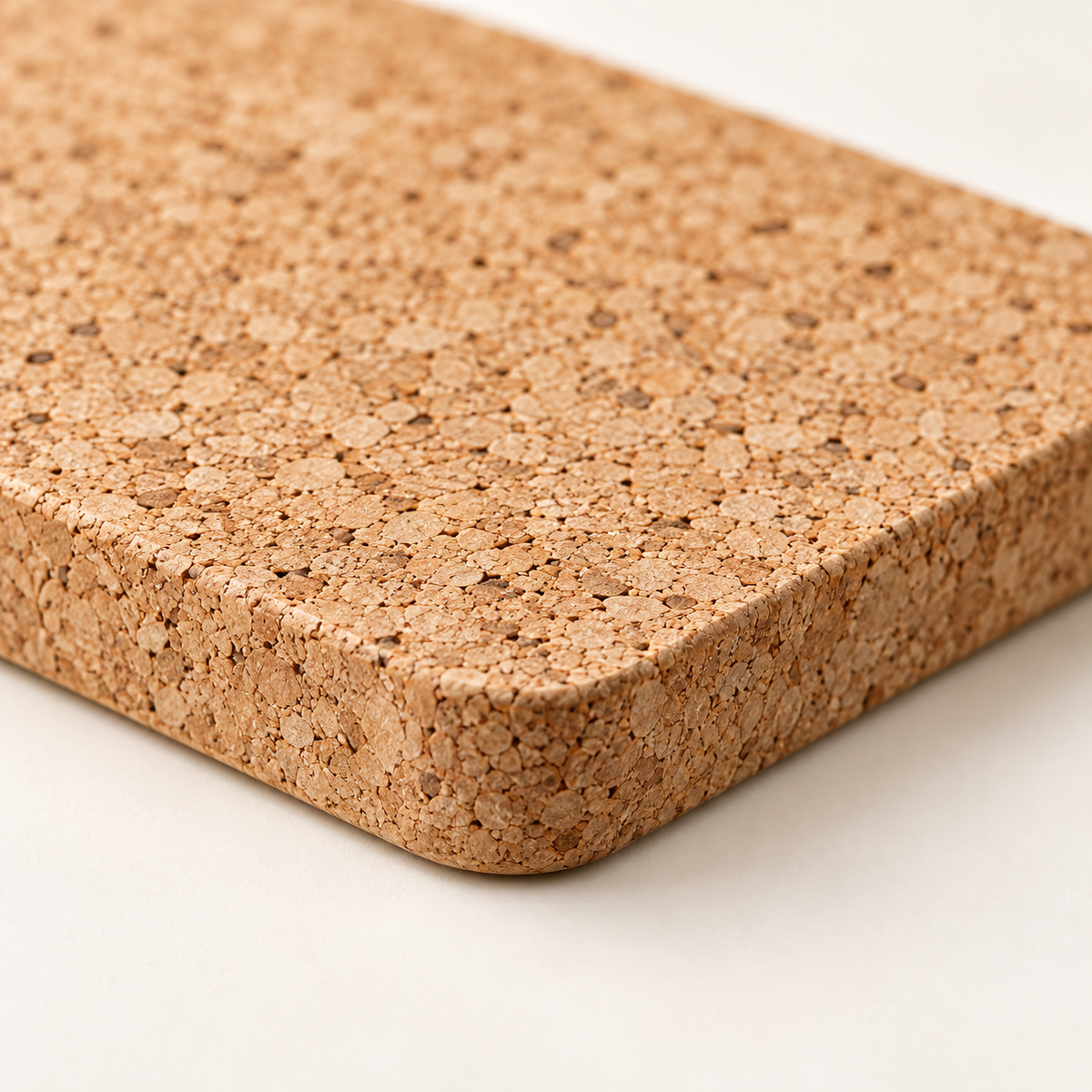 Macro close-up of natural cork from the square three-piece trivet set