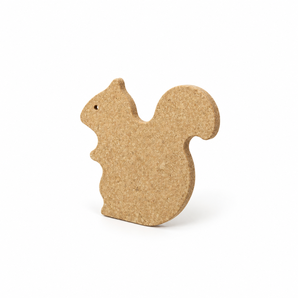 Squirrel-Shaped Cork Trivet, angled view
