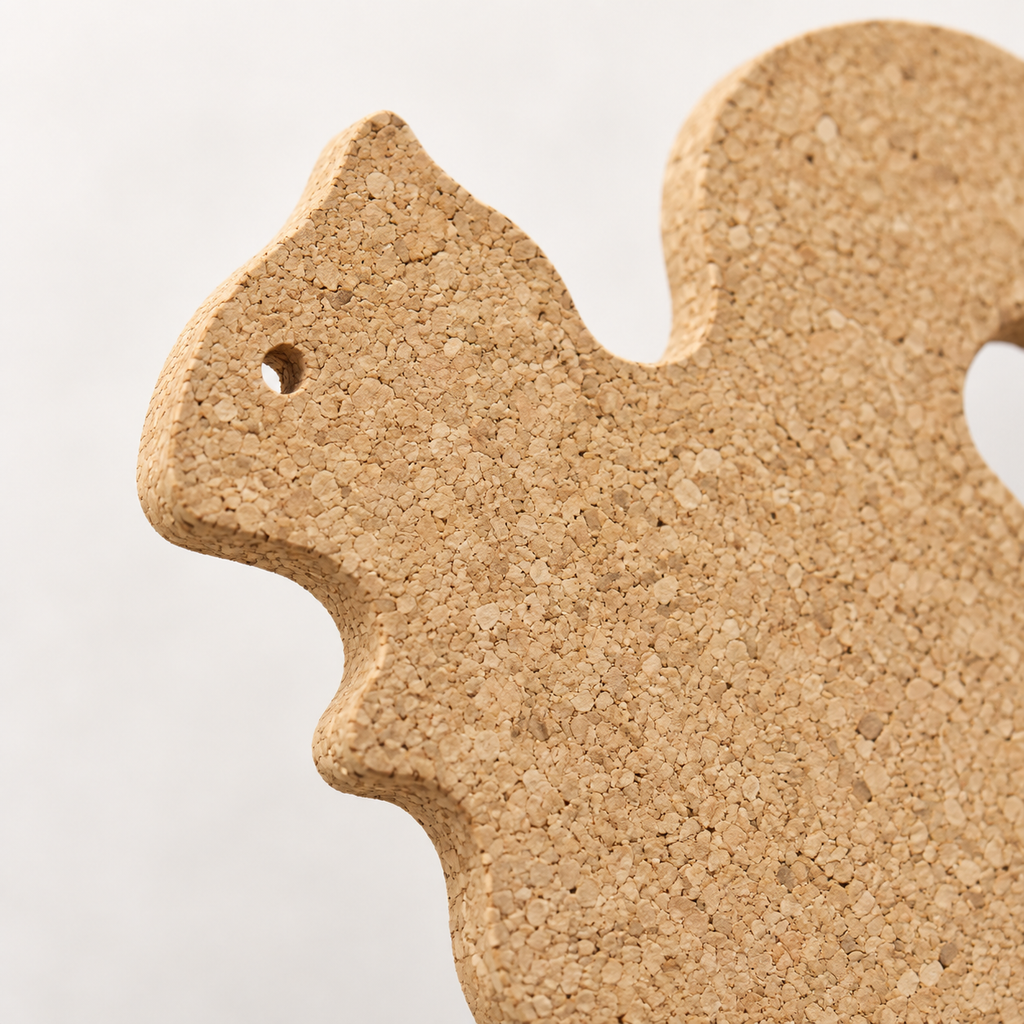 Squirrel-Shaped Cork Trivet macro detail of natural cork texture