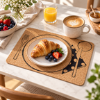 Table Service cork placemat in a bright breakfast table setting