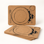 Table Service cork placemats, set of 4, 400 × 300 × 3 mm — premium studio hero