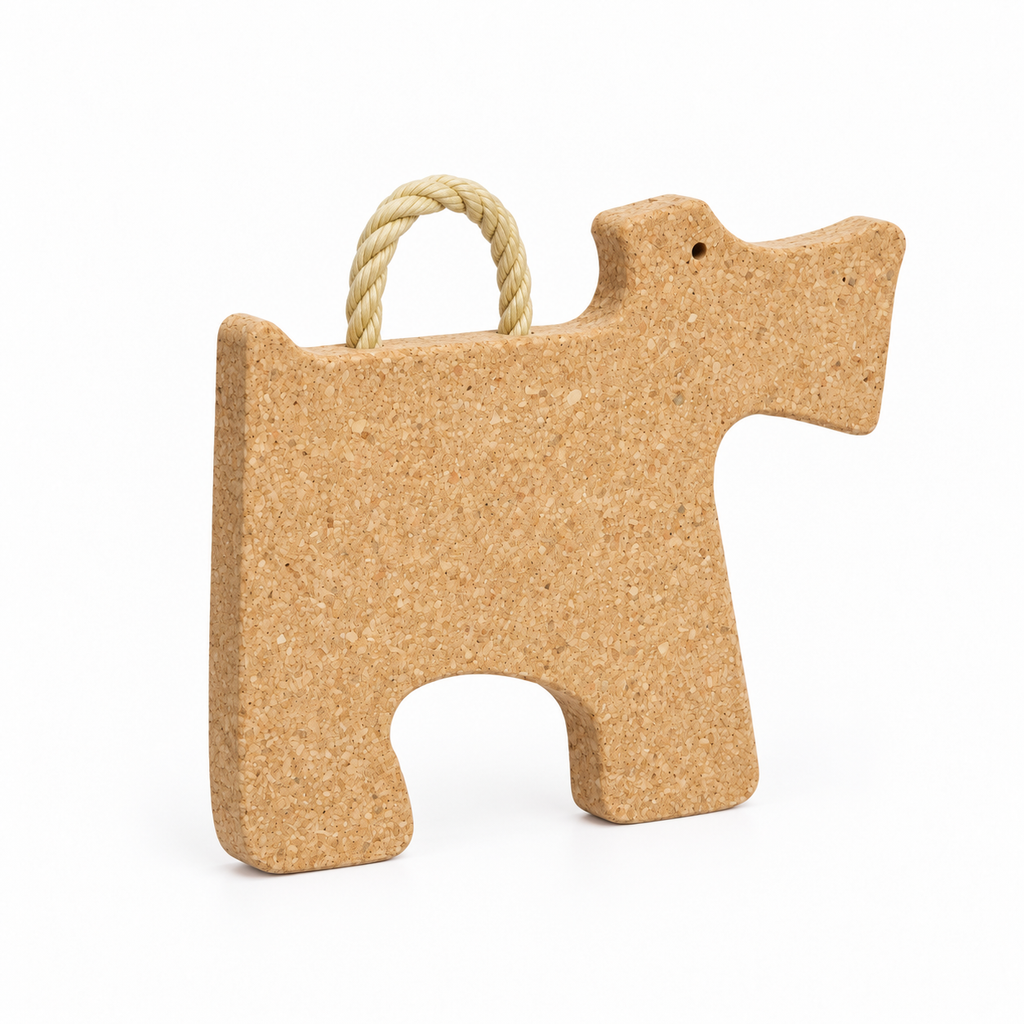 Terrier-Shaped Cork Trivet, angled view