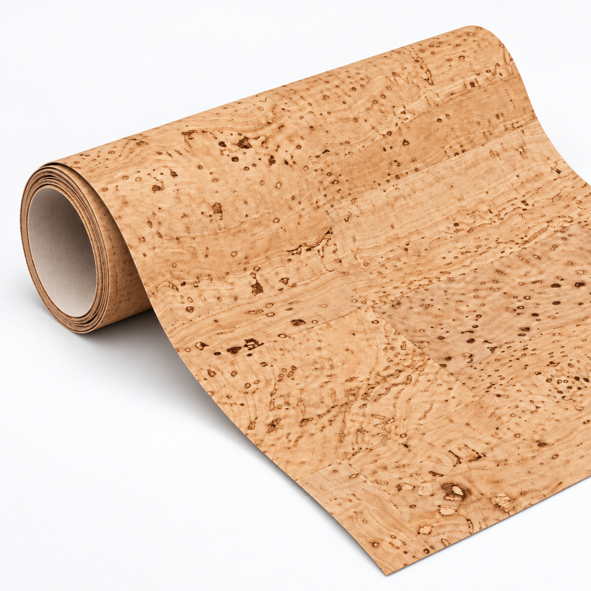 Textile Cork Roll Natural with synthetic base, angled view