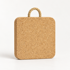 Thick square cork trivet with rope, 20 mm, available in 15 × 15 cm and 20 × 20 cm — premium studio hero
