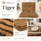 Tiger cork placemats — set of 4, dimensions, material and lifestyle overview