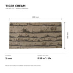 Tiger Cream cork wall tile dimensions for the 600 × 300 × 3 mm format; 300 × 300 mm format also available