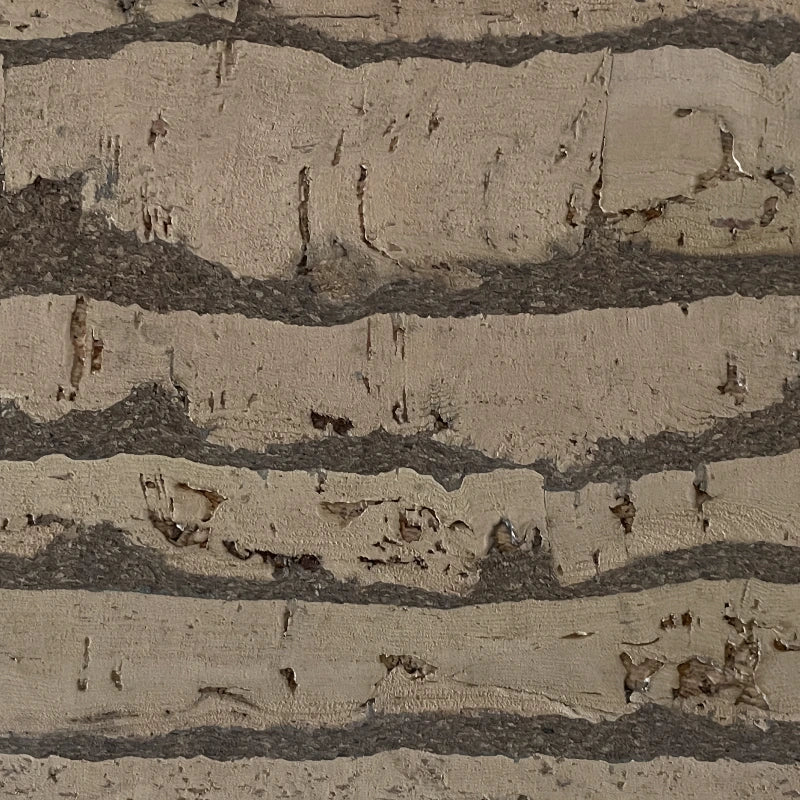 Tiger Cream cork wall tile close-up showing the real striped cork texture and light cream tonal variation
