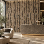 Tiger Taupe cork wall tile shown in a conceptual hospitality reception visualization