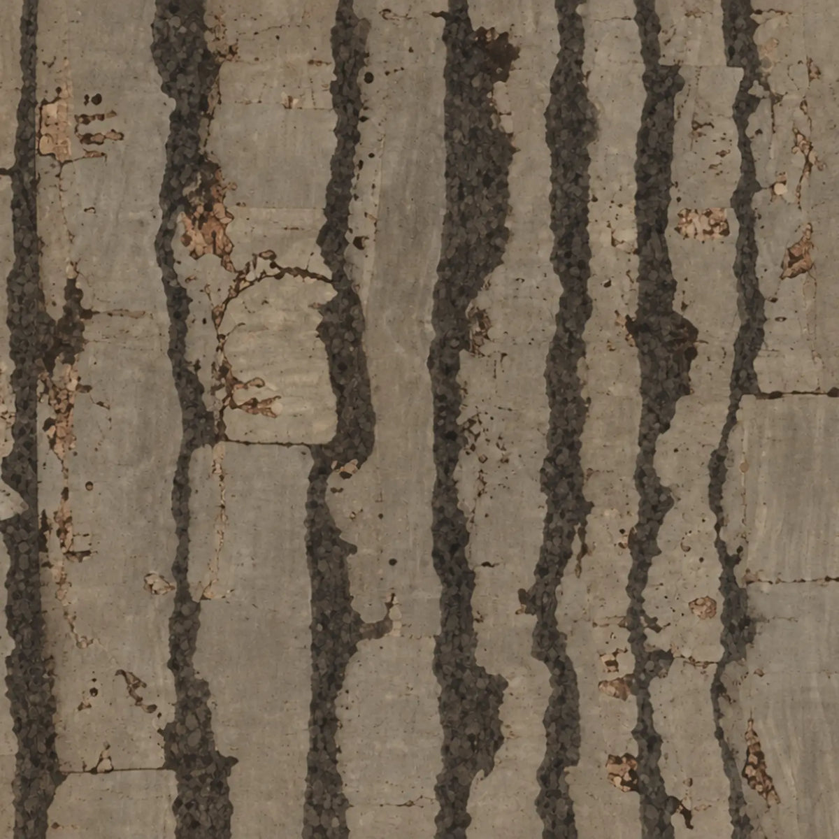 Tiger Taupe cork wall tile close-up showing the real cork texture and taupe striped variation