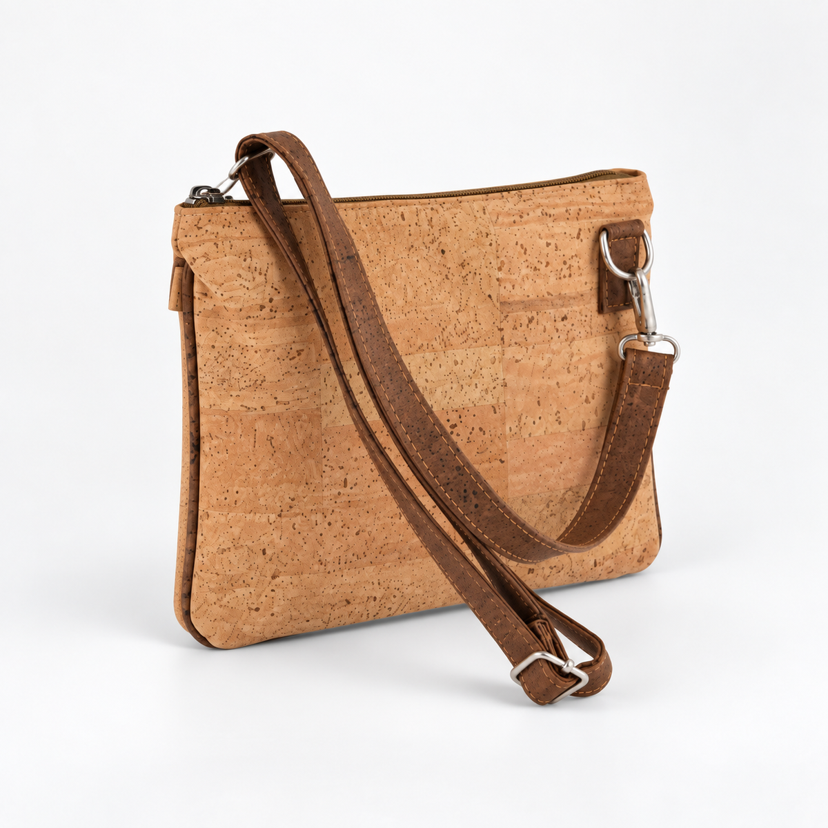 Tourist Style Cork Crossbody Bag, 23.5 × 19 cm, angled view