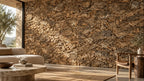 Virgin Tree natural cork bark wall panels shown in a conceptual architectural interior visualization