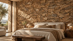 Virgin Tree natural cork bark wall panels shown in a conceptual residential bedroom visualization