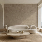 Wave Cream cork wall tile shown in a conceptual architectural interior visualization