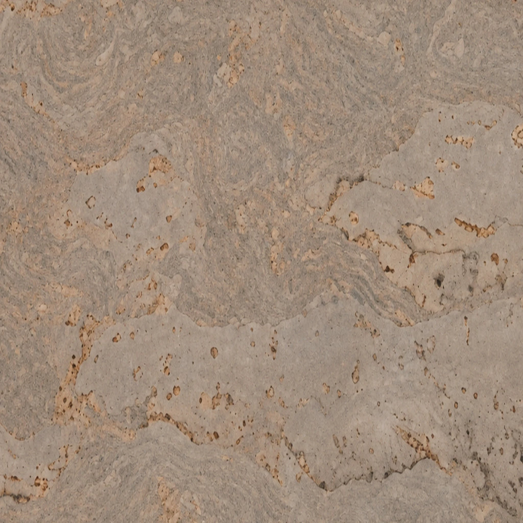 Wave Taupe cork wall tile close-up showing the real cork texture and neutral taupe wave-pattern variation