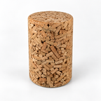 Wine Cork Design Cork Stool, angled studio view showing cylindrical form and cork pattern