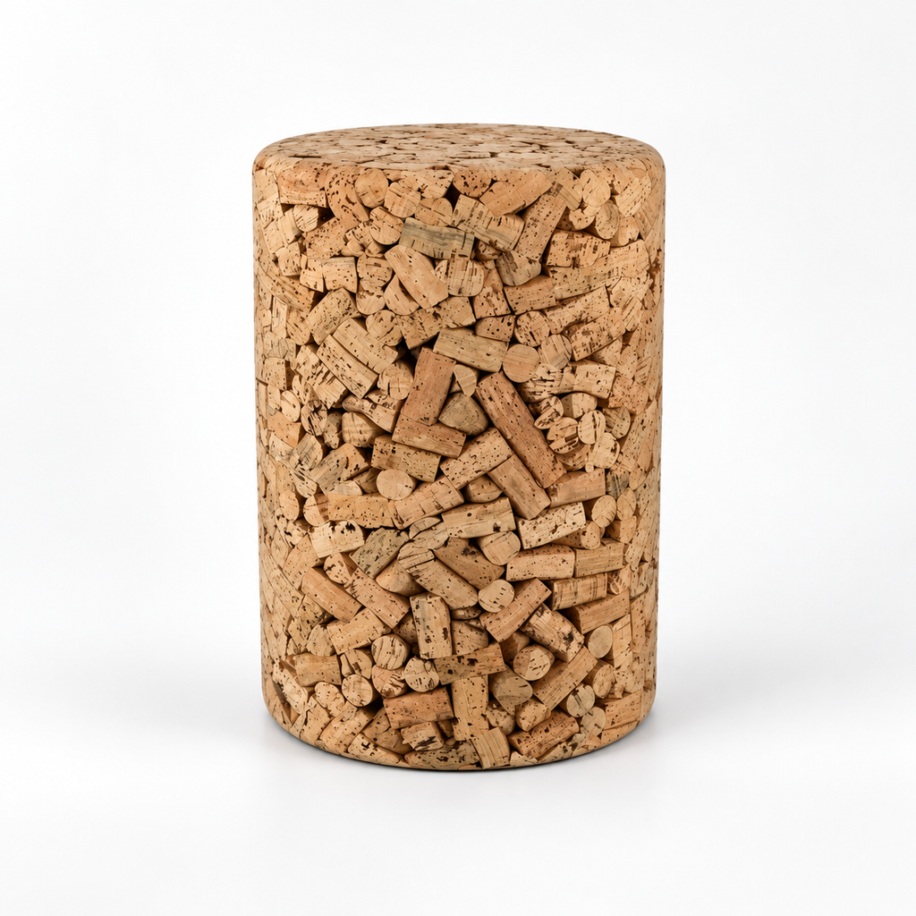 Wine Cork Design Cork Stool, Ø300 × H435 mm, isolated on white background
