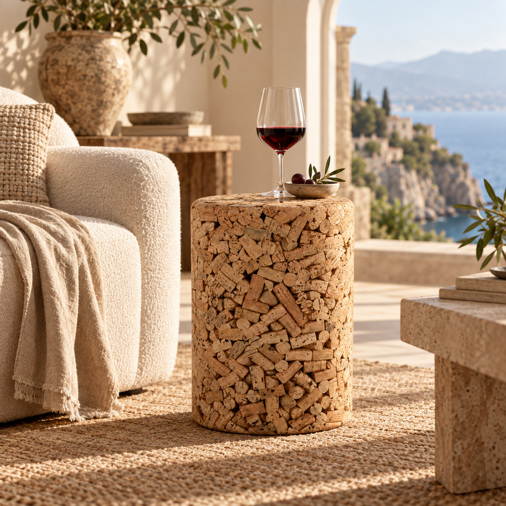 Wine Cork Design Cork Stool in a Mediterranean-inspired interior