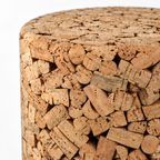 Macro detail of wine-cork-inspired surface texture on Cork Stool