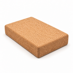 XL flat cork yoga block, 305 × 205 × 50 mm, angled studio view showing its wide low-profile format