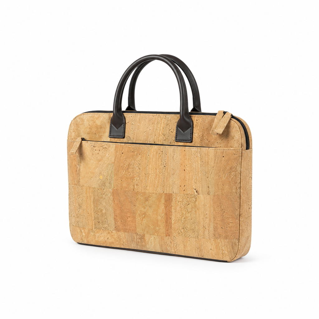 Zipper Cork Briefcase, 28 × 40 cm, angled view